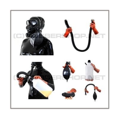Deluxe GP7 gasmask-zipperhood-system ULTIMATE-G with tube-set, sniffdildo, inhaler-set and rebreathing-bag-set