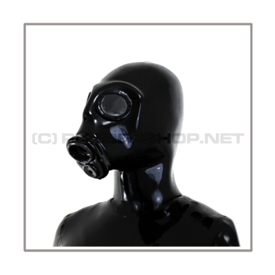 Deluxe STUDIO GUM heavyrubber gasmask-zipperhood-system with neckrespirator-rubbersmell-bag-set