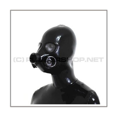 Deluxes STUDIO GUM Heavyrubber Gasmaskenzipperhauben-System mit Nackenrespirator-Gummismellbag-Set und 2 seitlichen Atembeuteln