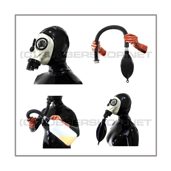 Deluxe FASER gasmask-zipperhood-system BUBBLE-F with inhaler-set, tube- and rebreathing-bag-set